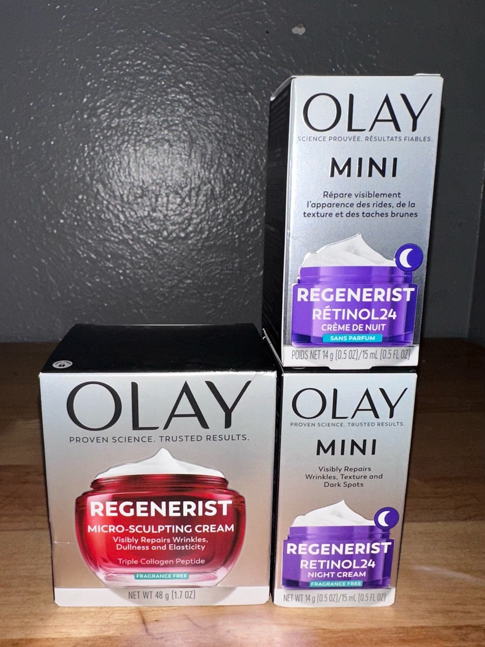 OLAY Regenerist Micro-Sculpting & Retinol24 Night Creams - Red & Purple